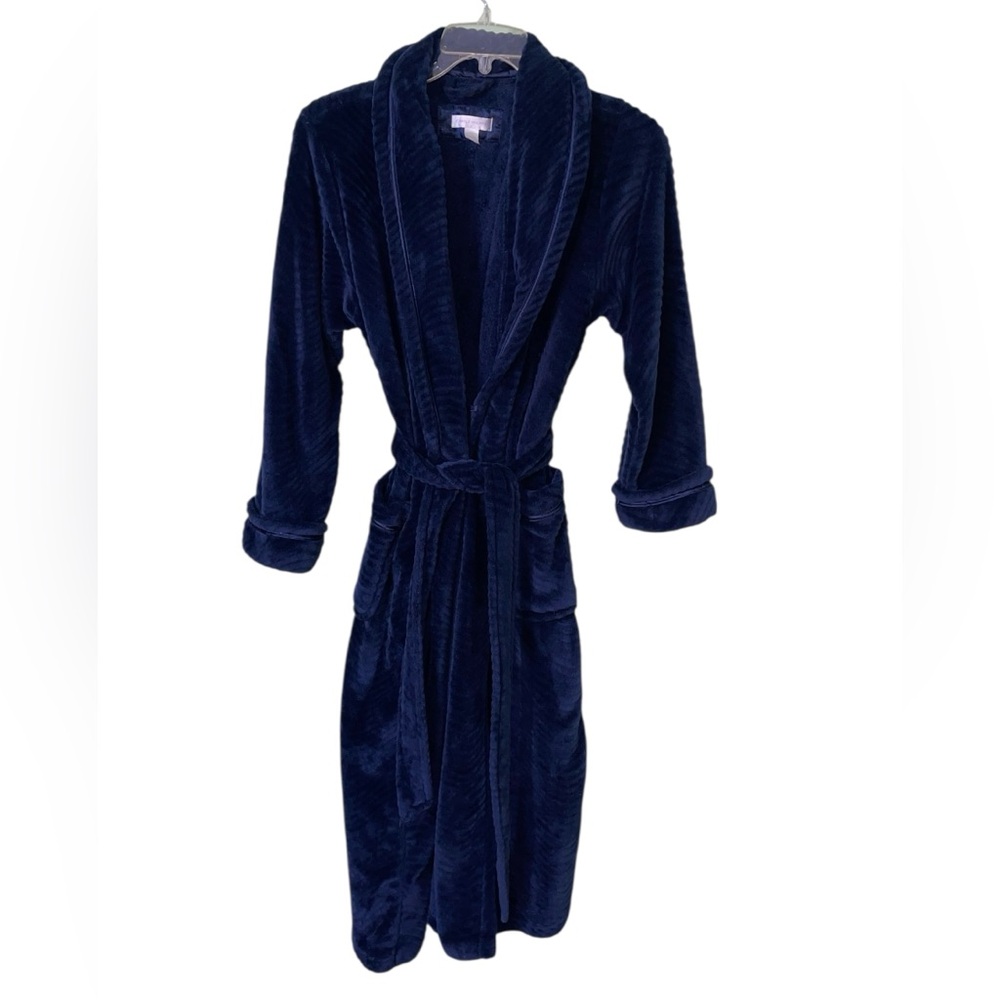 Midnight by Carole Hochman Plush Navy Robe. Size medium GUC - Picture 5 of 7